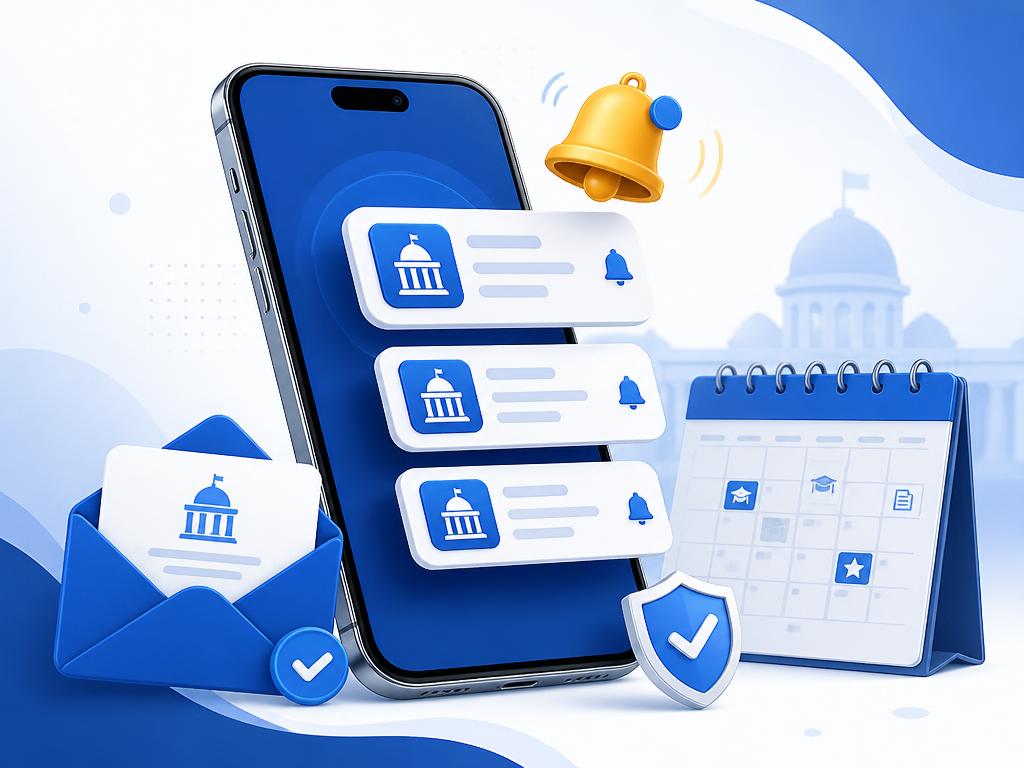 Government job alert notifications on a phone